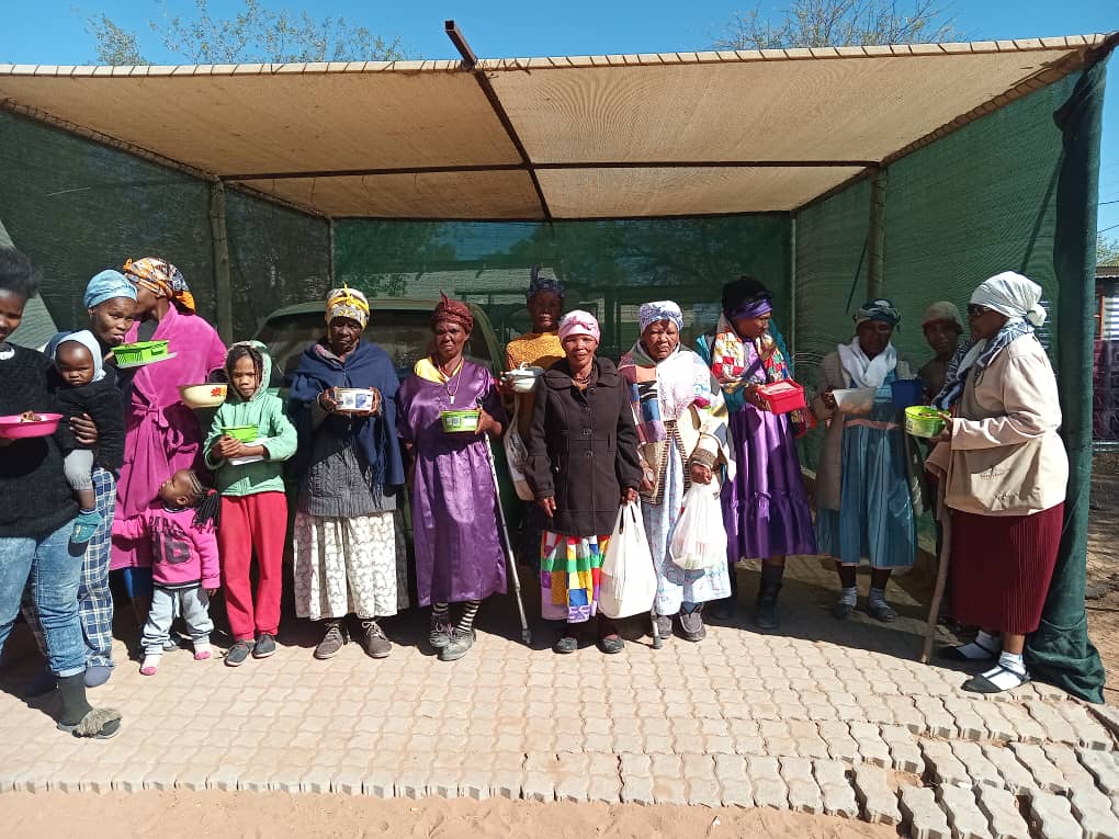 Recipients of the butternuts enjoying a wholesome meal with butternut